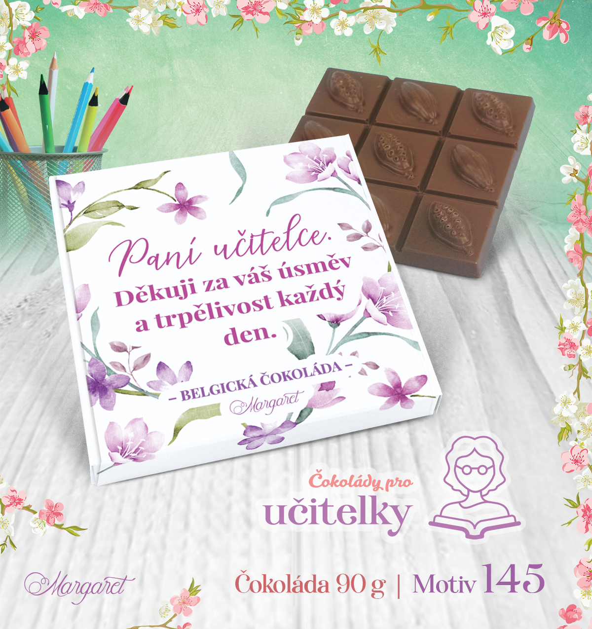 Belgická čokoláda HOŘKÁ 90 g | Motiv 145